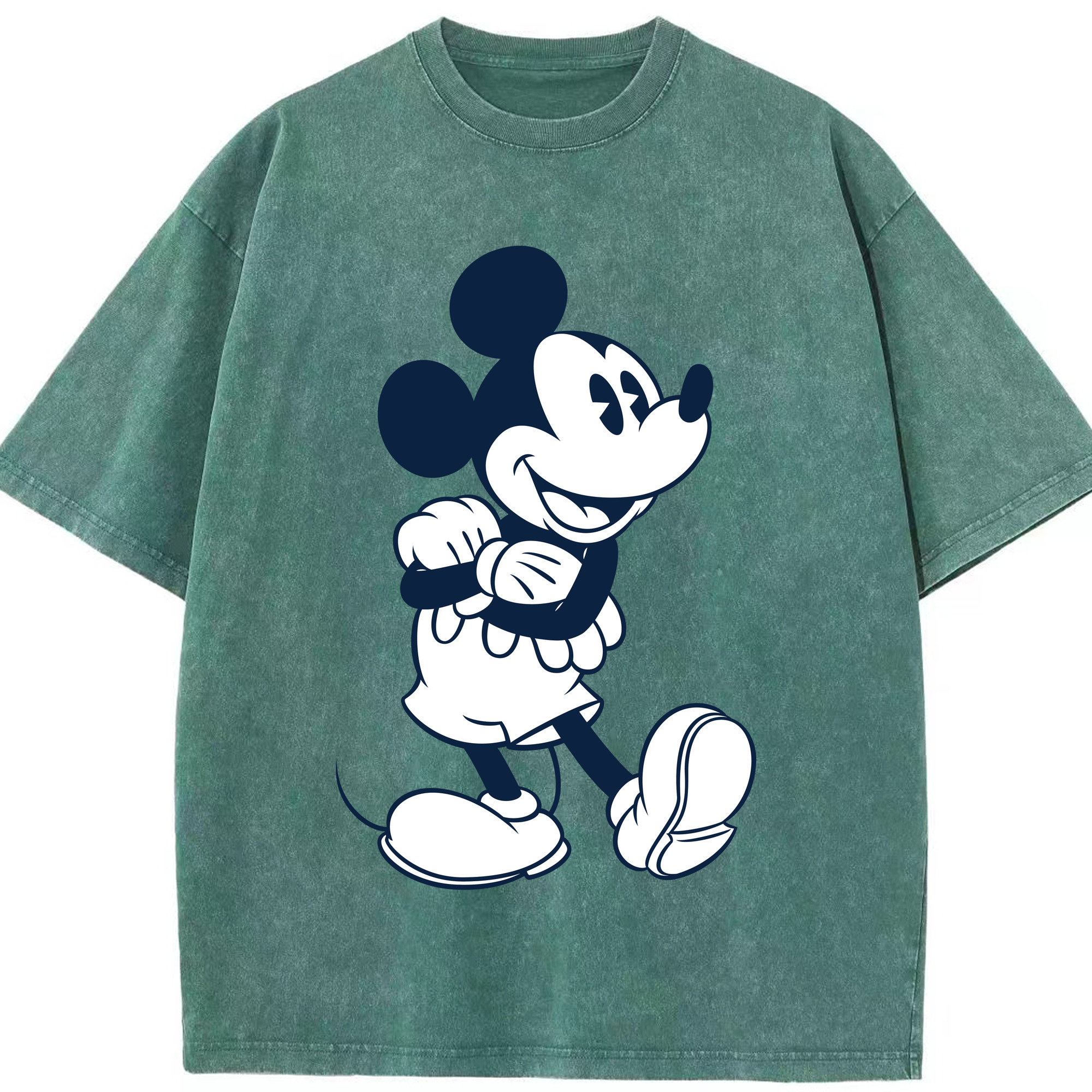 （画像用） ミッキーマウス Mickey Mouse 綿100% ヴィンテージ風 半袖Tシャツ（フロントプリント）